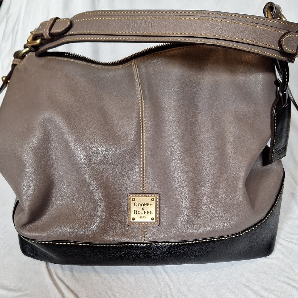 Dooney & Bourke Taupe and Black Shoulder Bag, See Description For Condition